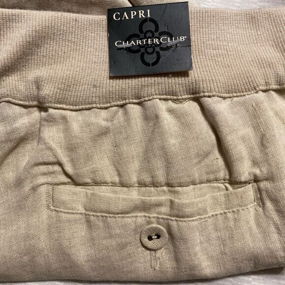 New Charter Club Classic Fit Linen Pull On Drawstring Capri Pants Women’s 12 - Picture 6 of 16
